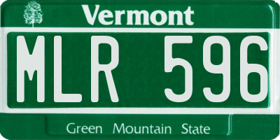 VT license plate MLR596