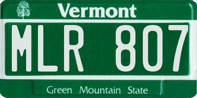VT license plate MLR807