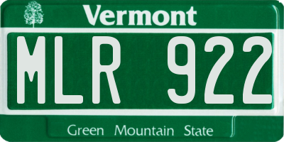 VT license plate MLR922