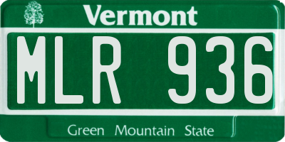 VT license plate MLR936