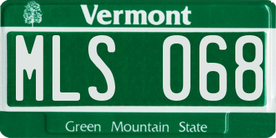 VT license plate MLS068