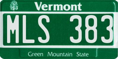 VT license plate MLS383