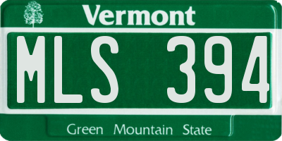 VT license plate MLS394