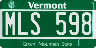 VT license plate MLS598