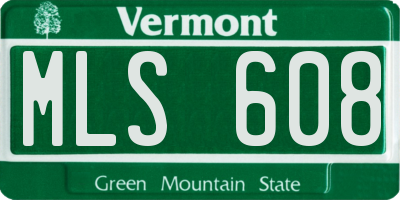 VT license plate MLS608