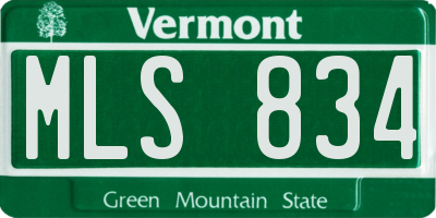 VT license plate MLS834