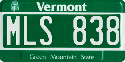 VT license plate MLS838