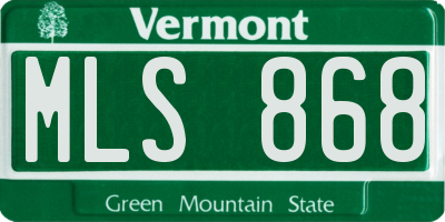 VT license plate MLS868