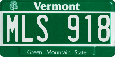 VT license plate MLS918