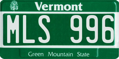 VT license plate MLS996