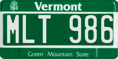 VT license plate MLT986