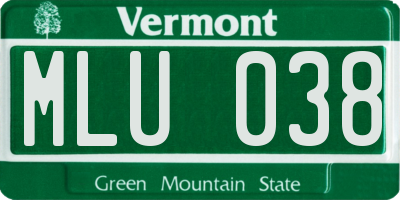 VT license plate MLU038