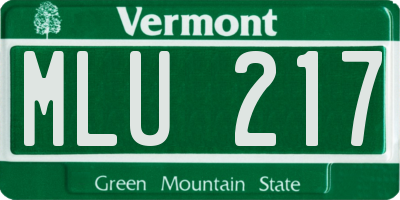 VT license plate MLU217