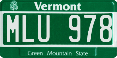 VT license plate MLU978