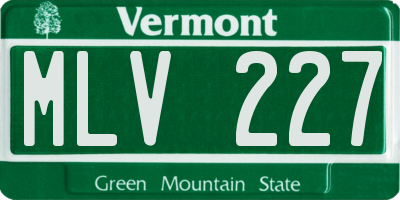 VT license plate MLV227