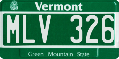 VT license plate MLV326