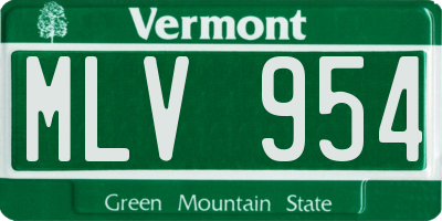 VT license plate MLV954