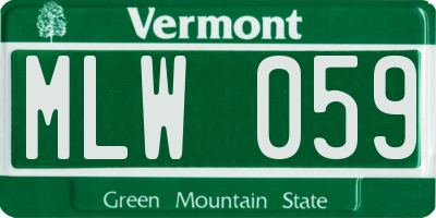 VT license plate MLW059