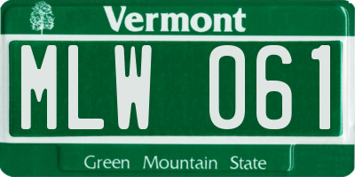 VT license plate MLW061