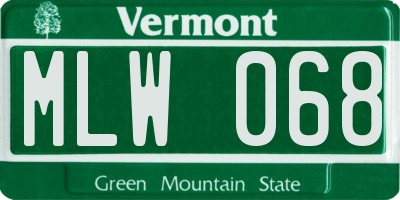 VT license plate MLW068