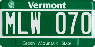 VT license plate MLW070