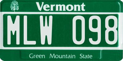 VT license plate MLW098