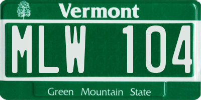VT license plate MLW104