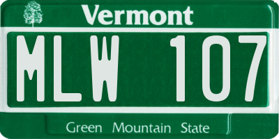 VT license plate MLW107