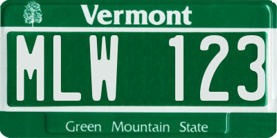VT license plate MLW123