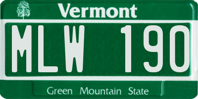 VT license plate MLW190