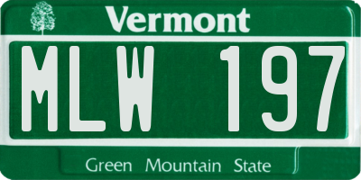 VT license plate MLW197
