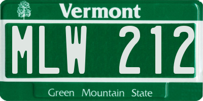 VT license plate MLW212