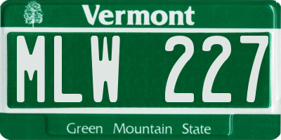 VT license plate MLW227
