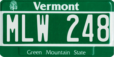 VT license plate MLW248