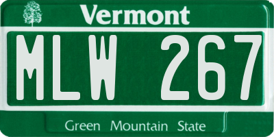 VT license plate MLW267