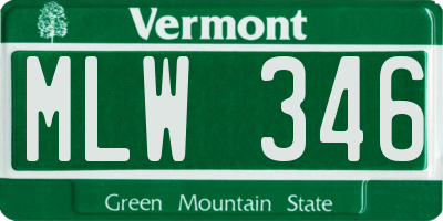 VT license plate MLW346