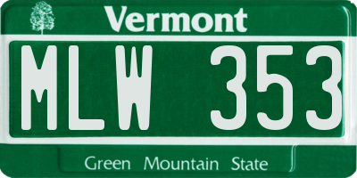 VT license plate MLW353