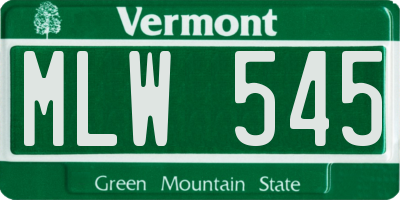 VT license plate MLW545