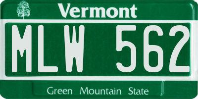 VT license plate MLW562