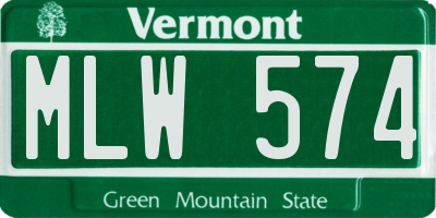 VT license plate MLW574