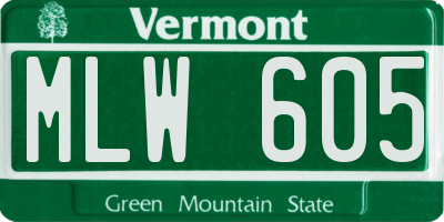 VT license plate MLW605