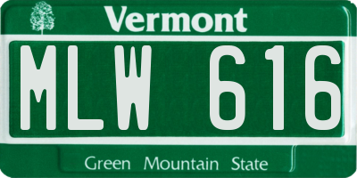 VT license plate MLW616