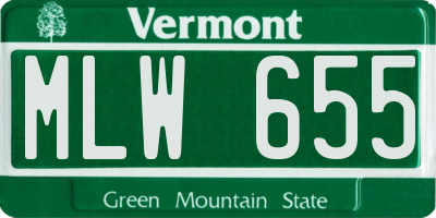 VT license plate MLW655