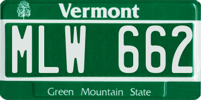 VT license plate MLW662
