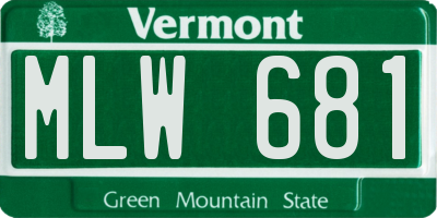 VT license plate MLW681