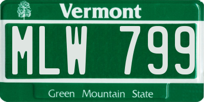 VT license plate MLW799