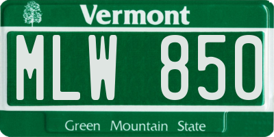 VT license plate MLW850