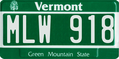 VT license plate MLW918