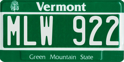 VT license plate MLW922
