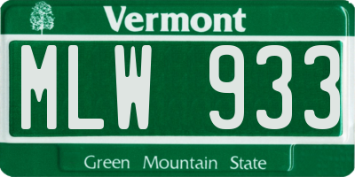 VT license plate MLW933